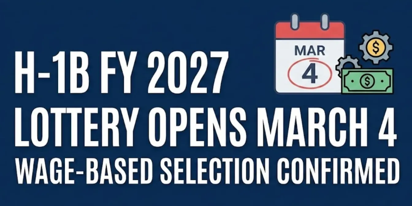 H-1B Registration FY 2027: Lottery Opens March 4, Wage-Based Selection Confirmed